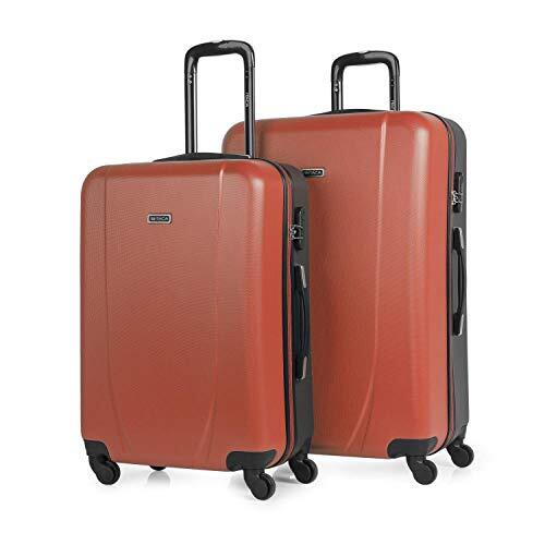 ITACA - Set van 2 Rigid Travel Koffers 55/65 cm 4 Wielen ABS. Resistent en licht. Boven- en zijgrepen. Geïntegreerd combinatieslot. Medium en Large XL. 71116, Color Koraal-antraciet