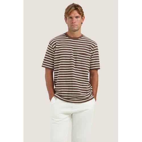 Dstrezzed oversized gestreept T-shirt - donkerbruin