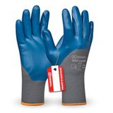 Gebol Wet Guard blauw | Maat L (Maat 9) | Werkhandschoenen met olie- en waterbestendige nitril coating | gripvaste polyester beschermende handschoenen | voor heren | grijs, blauw | 1 paar