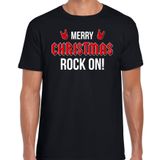 Merry Christmas rock on Kerst t-shirt - noir - hommes - Vêtements de Noël / Tenue de Noël L