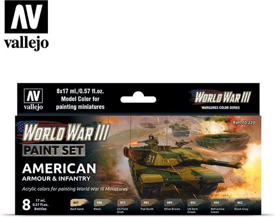 Vallejo Model Color - WWIII American Armour & Infantry Set - 8 x 17 ml - VAL-70220 - Green