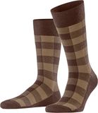 Burlington Buffalo Check gedessineerd wol sokken heren bruin - maat 40-46