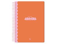 Liderpapel Schoolagenda 25-26, spiraalbinding, klassiek, oranje, dagweergave, A5, tweetalig, FSC, 70 g.