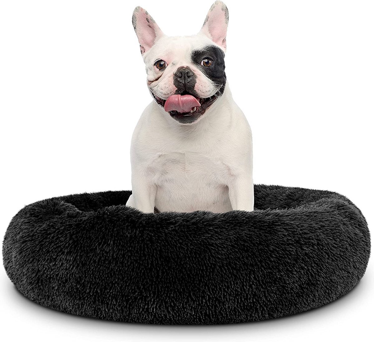 Pawzle Hondenmand - Donut Hondenkussen - Kattenmand - Bed voor Honden & Katten - Wasbaar - 80cm - Zwart zwart