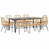 vidaXL 9-delige Tuinset Poly Rattan Glas Bruin
