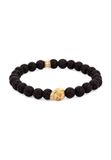 KUZZOI - Armband - Mannen doodskop Cool met lava kralen in 925 Sterling Zilver - Heren