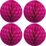 Fest-Dekor Gmbh Boules en papier - 4x - rose - 10 cm - décoration de Noël pour sapin de Noël
