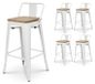 Ensemble de 4 tabourets de bar, style industriel, blanc mat, bois, 66 cm