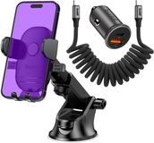 Buddi Way Universele Telefoonhouder Auto Dashboard / Raam Inclusief Buddi 45W Autolader USB-A + C Poort Snellader en Buddi Flex USB-C naar USB-C Krulsnoer Kabel 60W Fast Charge 1 Meter