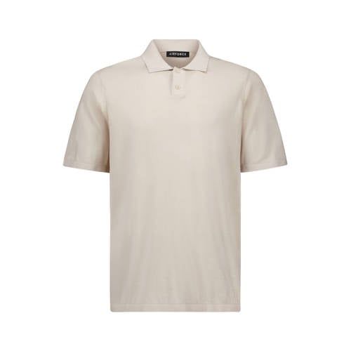 Airforce regular polo fijn gebreid beige