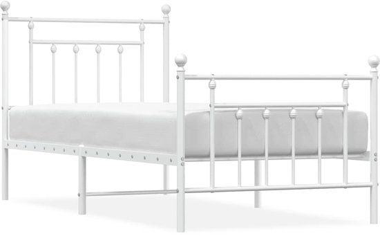 vidaXL Bedframe met hoofd- en voeteneinde Metaal Wit 90x190 cm