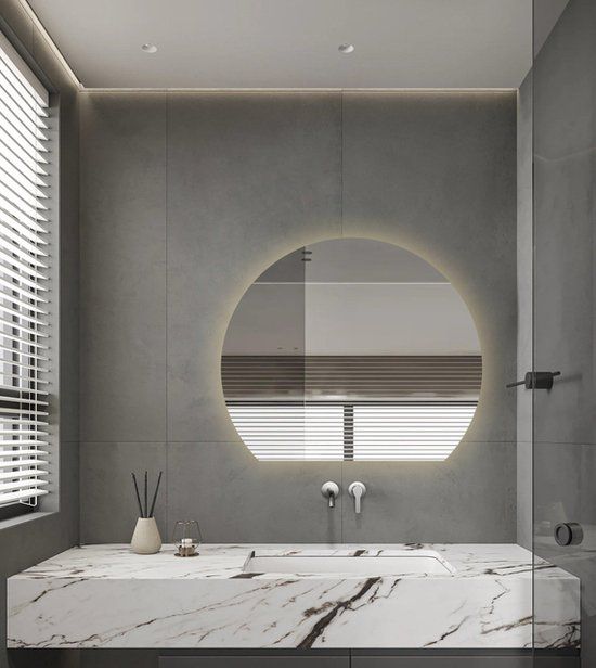 Adema Aura Badkamerspiegel - 120x120cm - Rond - LED - Zilver