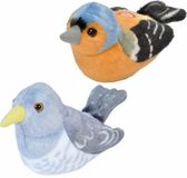 Wild Republic Europe Set van 2x stuks pluche vogels knuffels van 14 cm met geluid