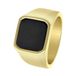 Lucardi Heren Goldplated zegelring met black agate - Ring - Staal - Goudkleurig