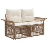 vidaXL Tuin - Sofa - 2-Aantal - zitplaatsen - Beige - poly - rattan