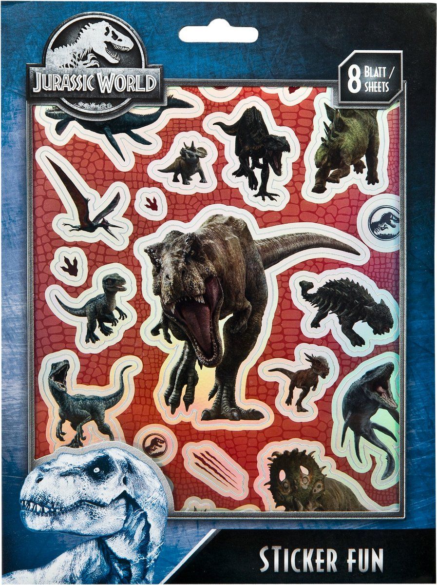 Jurassic World JURP0061 - Sticker Fun - 7 vellen met metallic stickers - ca. 16,6 x 22,3 cm