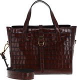 Coccinelle Leren Handtas Schoudertas Coccinelle Cosima Croco Handbag Vintage / Noir Donkerbruin