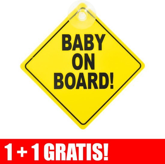 - 1 + 1 gratis baby on board bordje geel