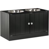 Gamelles Chiens Surélevées Gamelle Double Chien Chat Porte-gamelles 60 x 30 x 35,5 cm 2 gamelles 2L acier inoxydable incluses