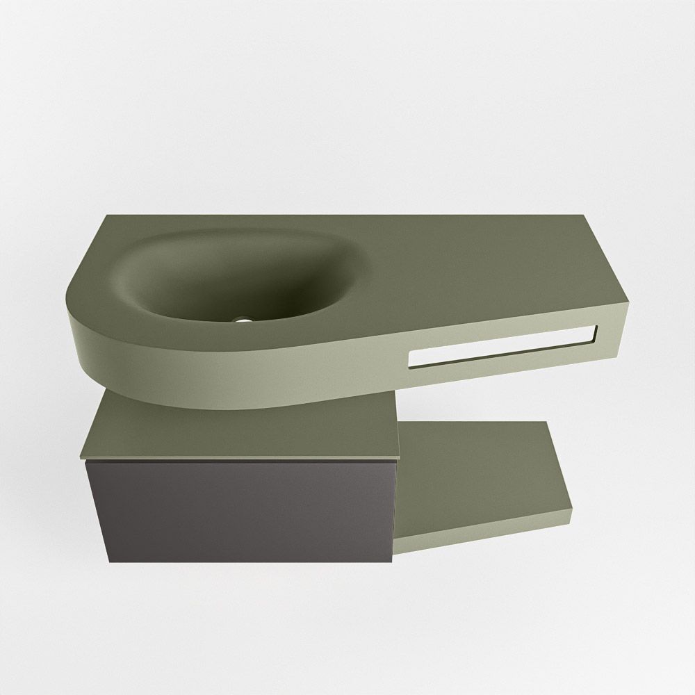 Mondiaz Riva Dulcet badkamermeubel links 100cm Army Dark Grey