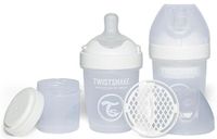 Twistshake 2x Pro Double Anti-Koliek Babyfles met Melkpoedercontainer en Mixer - 180ml | Langzame Stroom Siliconen Borstvormige Speen | BPA-Vrije Babyfles | Geschikt voor Pasgeboren Baby's 0+ | Roze