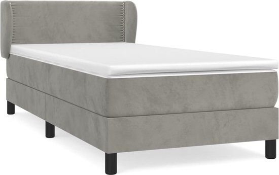 vidaXL Boxspring met matras fluweel lichtgrijs 80x200 cm