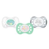 DODIE Set van 3 essentiële anatomische fopspenen dag/nacht, 0-6 maanden, groen