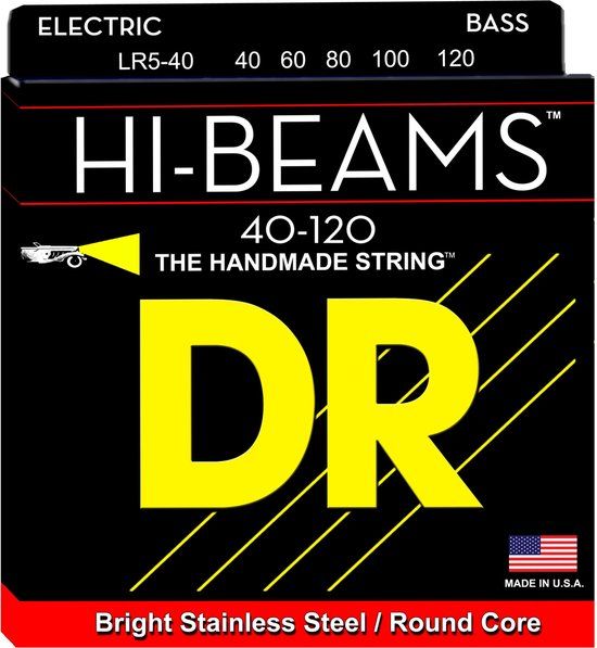 DR Strings LR5-40 Hi-Beam 5-String Bass Guitar Strings