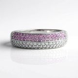 Cavill - Zilveren dames ring - 925 sterling zilver geplatineerd - 33 roze saffieren 0.401 ct + 33 zirkonia 0.49 ct - elegant rond geslepen