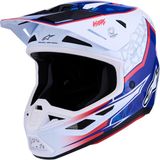 Alpinestars S-M7 Blaster Motocrosshelm - Wit/blauw/rood Glanzend - XL