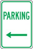Accuform Borden FRP225RA Engineer-Grade Reflecterend Aluminium Parkeerbord, Legende "PARKING (PIJL LINKER)", 18" Lengte x 12" Breedte x 0,075" Dikte, Groen op Wit