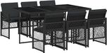 vidaXL 7-delige Tuinset met Kussens, Polyrattan, Zwart