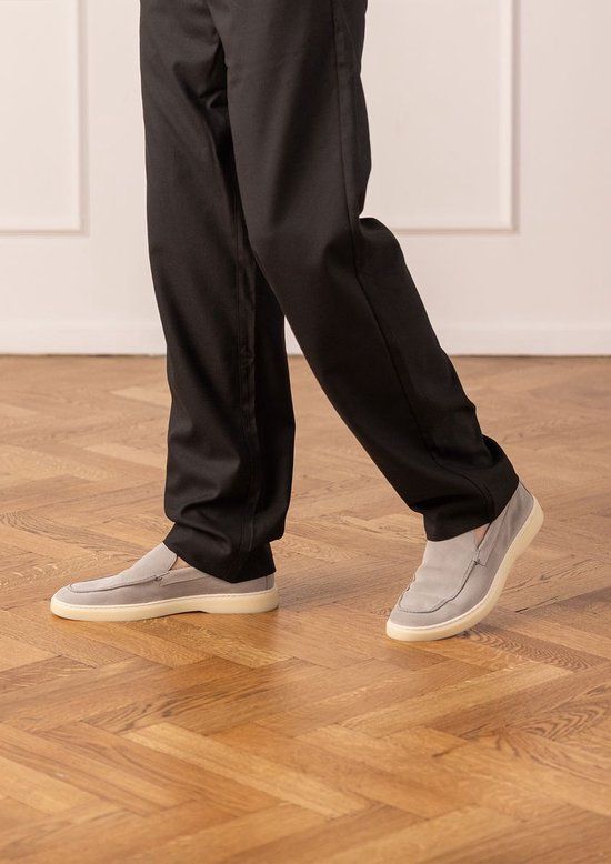 Manfield Heren Grijze Suède Loafers Maat 46