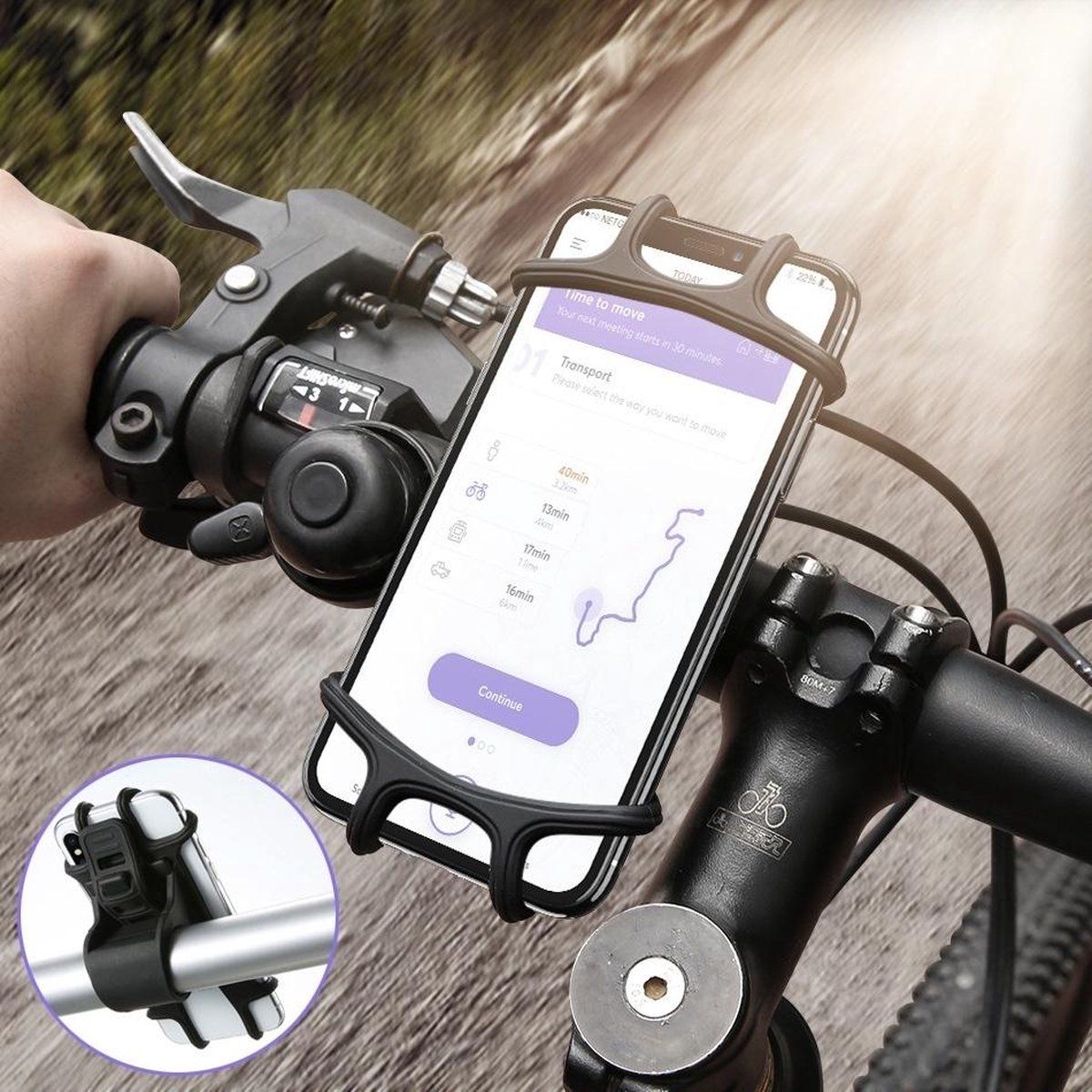 Opline Universele Telefoonhouder Fiets - Zwart - 4 tot 6.5 inch