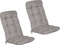 Beautissu Flair HL – Set van 2 Tuinstoelkussens Hoge Rug – 120x50 cm – Licht Grijs