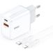 BWOO Netlader met Lightning-kabel CDA182, 38W, 3A, 1 x USB-A - 1 x USB-C, Wit