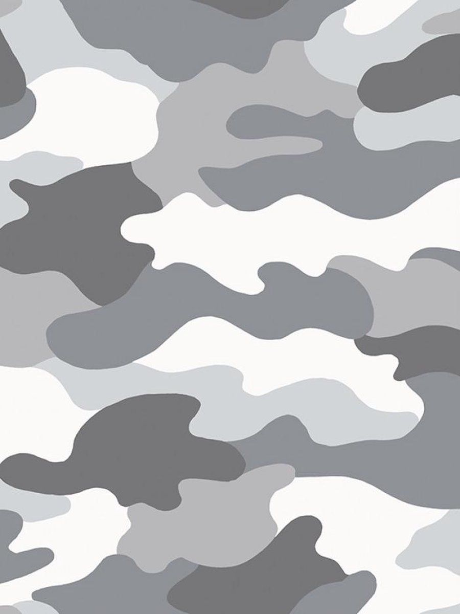 CharactersMania Camouflage Behang Grijs - Papier - Grijs - 5901638002099