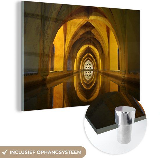 MuchoWow® Glass Painting 150x100 cm - Acrylic Glass Painting - Seville - Architecture - Palace - Photo on Glass - Paintings
