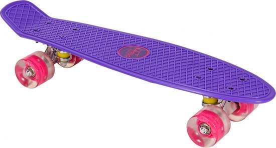 Amigo skateboard met ledverlichting 55,5 cm paars/roze