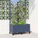 Jardinière avec treillis et roulettes, couleur bleu-gris, 80 x 40 x 146 cm, en polypropylène