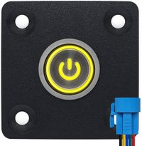 ProRide Metalen Pulsschakelaar Inbouwpaneel 12V OFF-(ON) - 16mm - met Aansluitkabel - Spatwaterdicht - 12V/24V - LED indicatie Geel