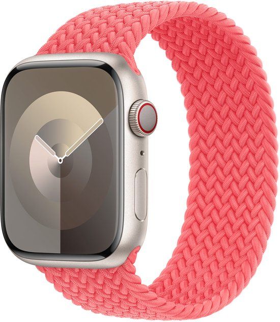 Apple Gevlochten solobandje voor de Apple Watch | 44/45/46/49 mm - Maat 11 - Guava