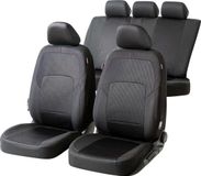 Walser Premium Autostoelbekleding Logan met Zipper ZIPP-IT - Autostoelhoes set - 2 stoelbeschermer voor voorstoel - 1 stoelbeschermer voor achterbank zwart/rood 11861