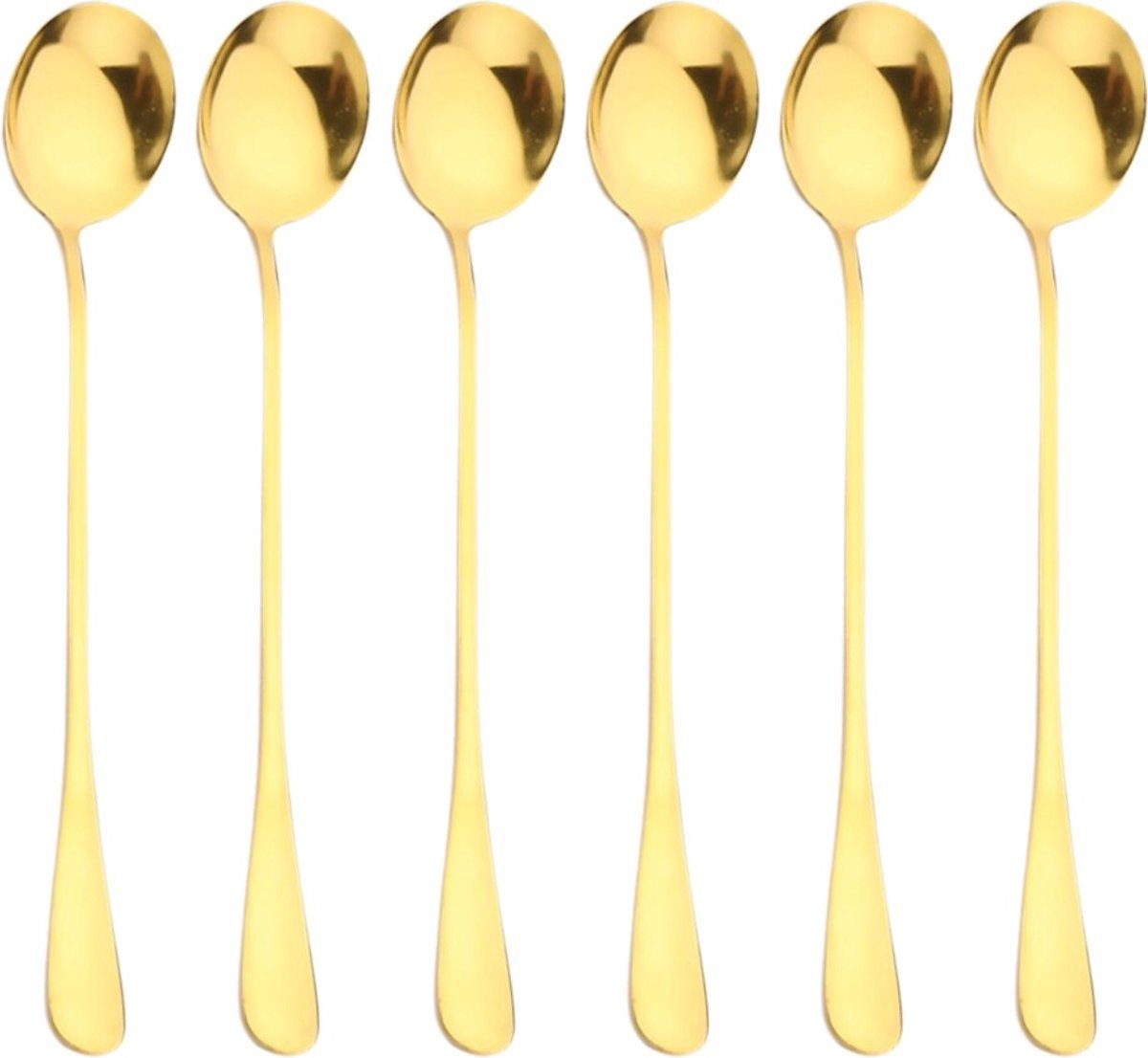 Fako Bijoux Fako Bijoux® - 6 Lange Ronde Lepels - Latte Macchiato - Goud