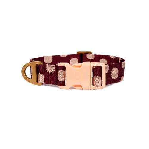 Dogguo DOT-COLLAR-BORDEAUX/PEACH-XS Dog Collar