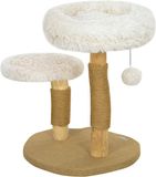 PawHut Kratzbaum-Birnbaumholz, Polyester-50L x 47B x 61,5H cm-Weiß