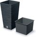 Prosperplast Plantenpot Furu Stripes - Antraciet - Vierkant - Kunststof - D29xH55 cm