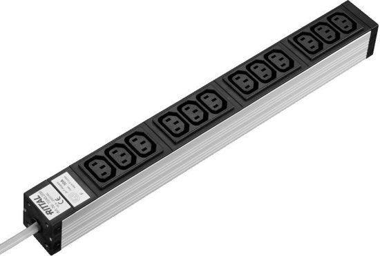 Rittal DK Stroomverdeler (PDU) - 12 Outlets - With Surge Protection - 48.26 cm - Grey