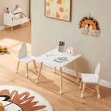 en.casa Kindertafelset Hovle met 2 stoelen wolkdesign wit en naturel