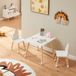 en.casa Kindertafelset Hovle met 2 stoelen wolkdesign wit en naturel